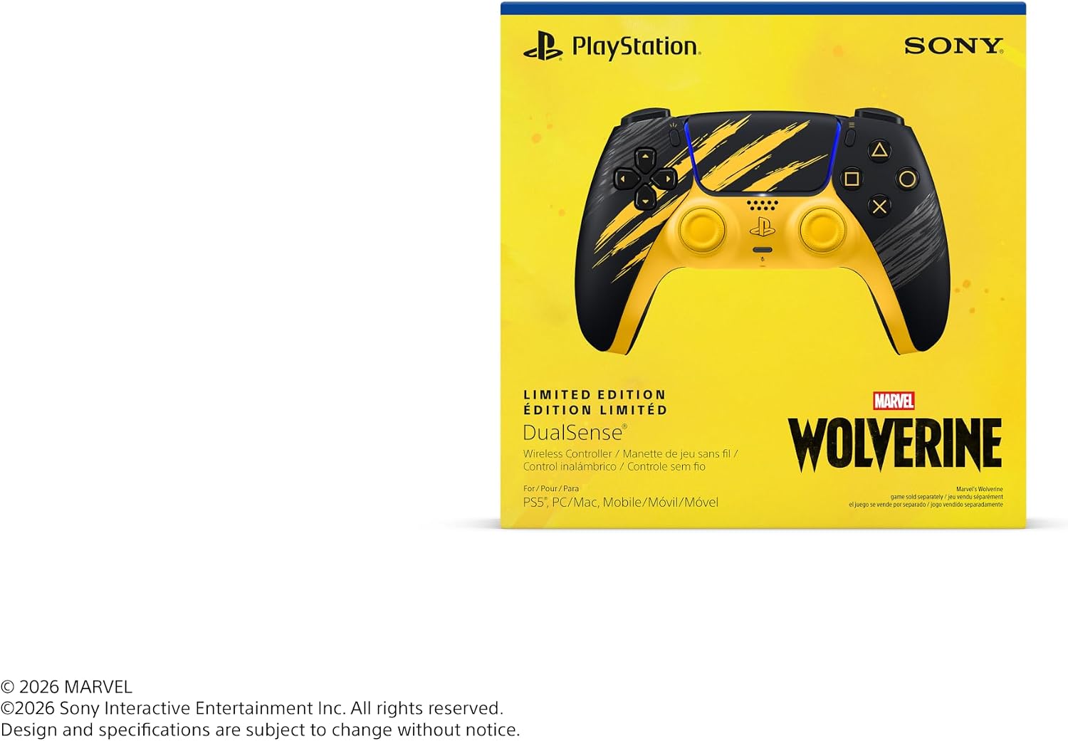 DualSense Wireless Controller – Marvel’s Wolverine Battle Yellow Limited Edition