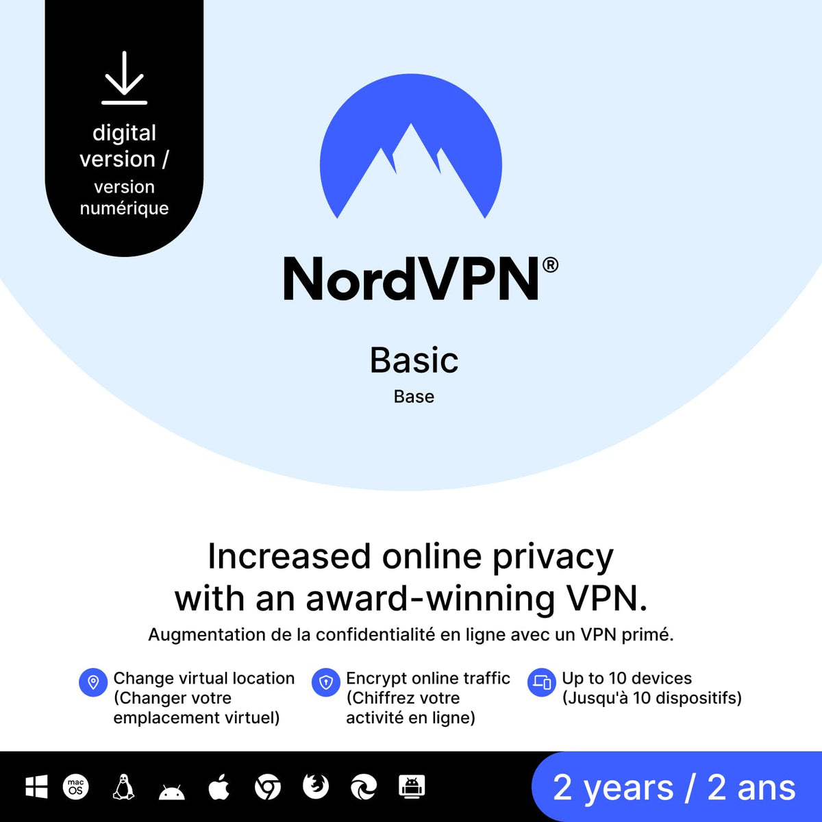 NordVPN Standard, 10 Devices, 1-Year, VPN & Cybersecurity, Digital Code