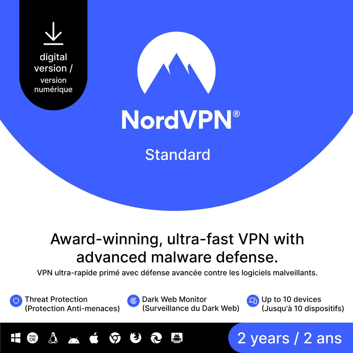 NordVPN Standard, 10 Devices, 1-Year, VPN & Cybersecurity, Digital Code