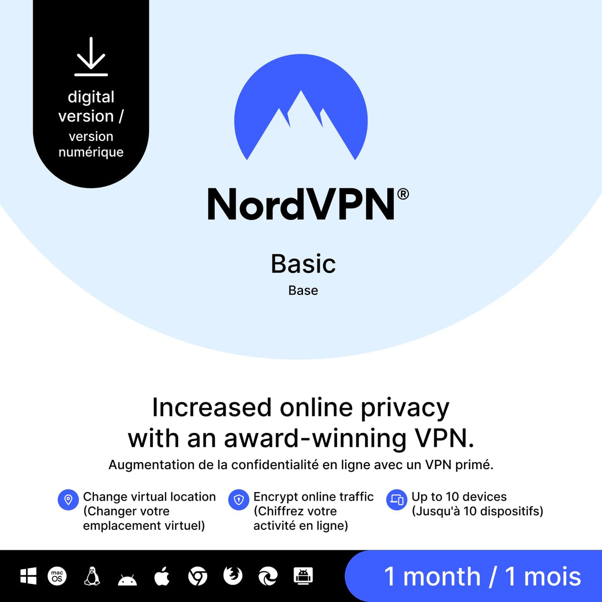 NordVPN Standard, 10 Devices, 1-Year, VPN & Cybersecurity, Digital Code