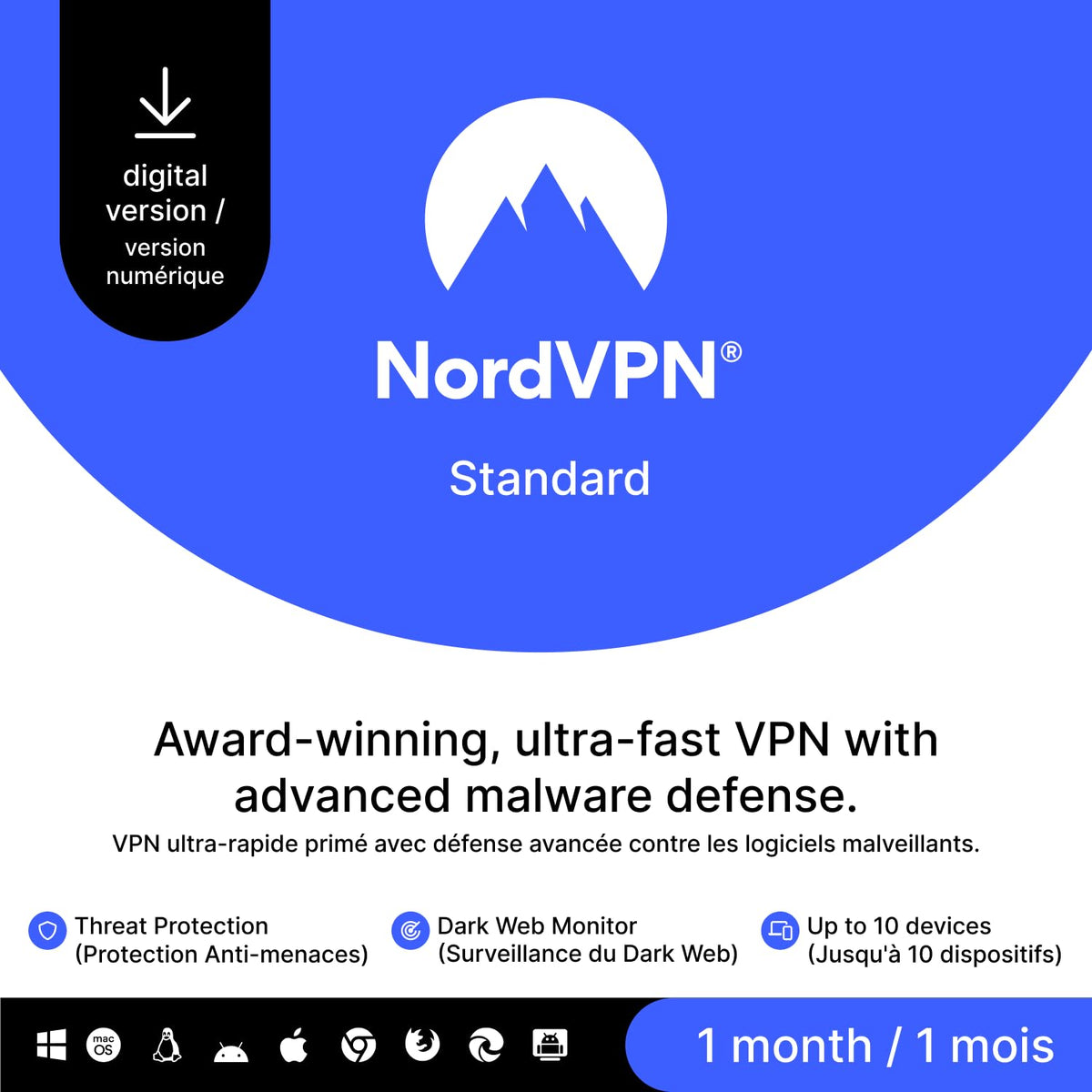 NordVPN Standard, 10 Devices, 1-Year, VPN & Cybersecurity, Digital Code